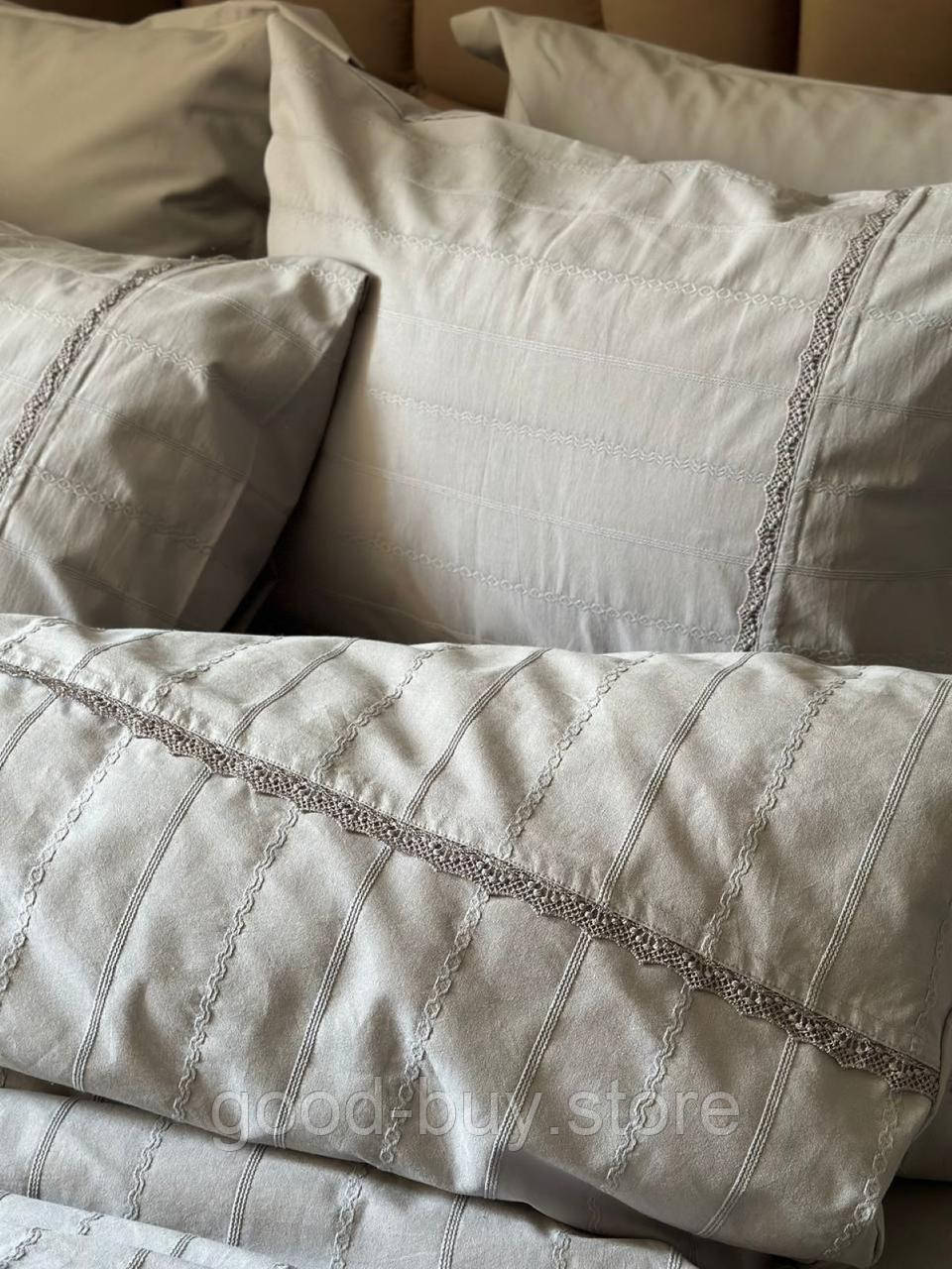 Постільна білизна Saheser Jasmin gri євро 200х220 jacquard