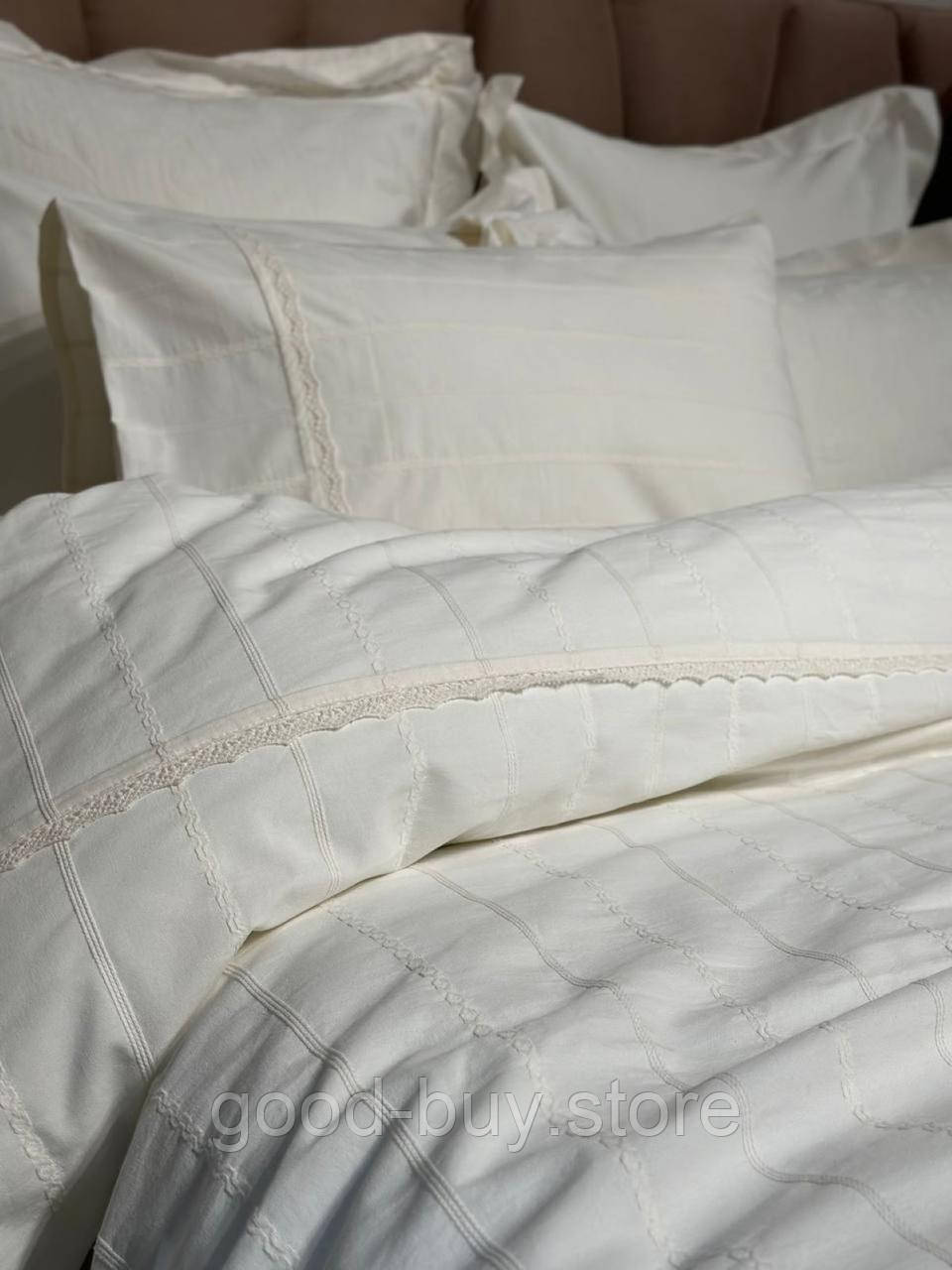 Постільна білизна Saheser Jasmin krem євро 200х220 jacquard