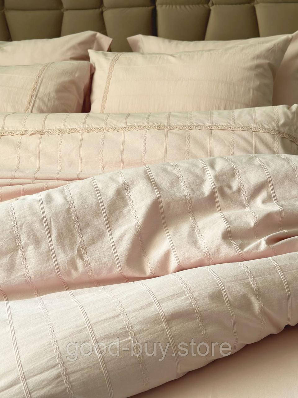 Постільна білизна Saheser Jasmin pudra євро 200х220 jacquard