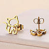 Елегантні та милі сережки-гвоздики із зображенням золотистого котика, стильні жіночі прикраси, 1.2 см, фото 4