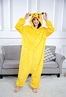 Пижама кигуруми Пикачу желтый для взрослых и детей Пижама комбинезон Пикачу Теплая кигуруми пижама с капюшоном