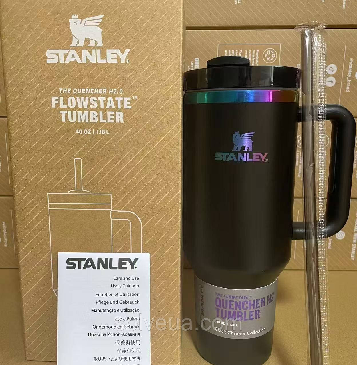 Термос термочашка Stanley Quencher H2.0 Tumbler з нержавіючої сталі 1,18 л Black Chrome Collection KT6007826 solve