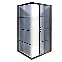 Душова кабіна INSANA DOMINA Clear 100x100x190 см без піддону чорна скло прозоре розсувні двері, фото 4