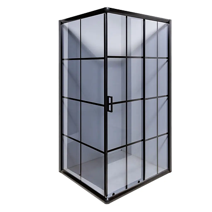 Душова кабіна INSANA DOMINA Clear 100x100x190 см без піддону чорна скло прозоре розсувні двері, фото 1