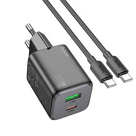 Блок живлення зарядний пристрій адаптер HOCO N41 |1USB/1Type-C, 20W + кабель Type-C на Type-C