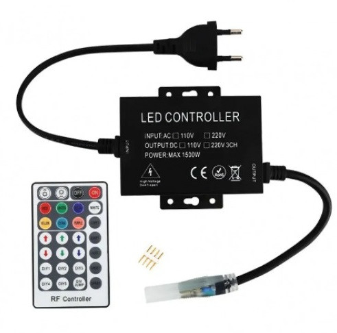 Контролер для RGB неону 220В 10х20мм (1500W; RF; 28K)