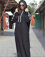 Черное платье в пол с лампасами,РАЗМЕР ТОЛЬКО 46