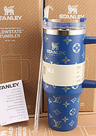 Термос термочашка Stanley Quencher H2.0 Tumbler з нержавіючої сталі 1,18 л Royal Blue Monogram KT6007835 solve