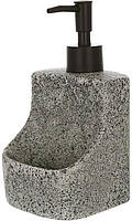 Дозатор для мийного засобу "Gray Stone" 400 мл, 9.8х9.5х18см із підставкою для губки, сірий камінь