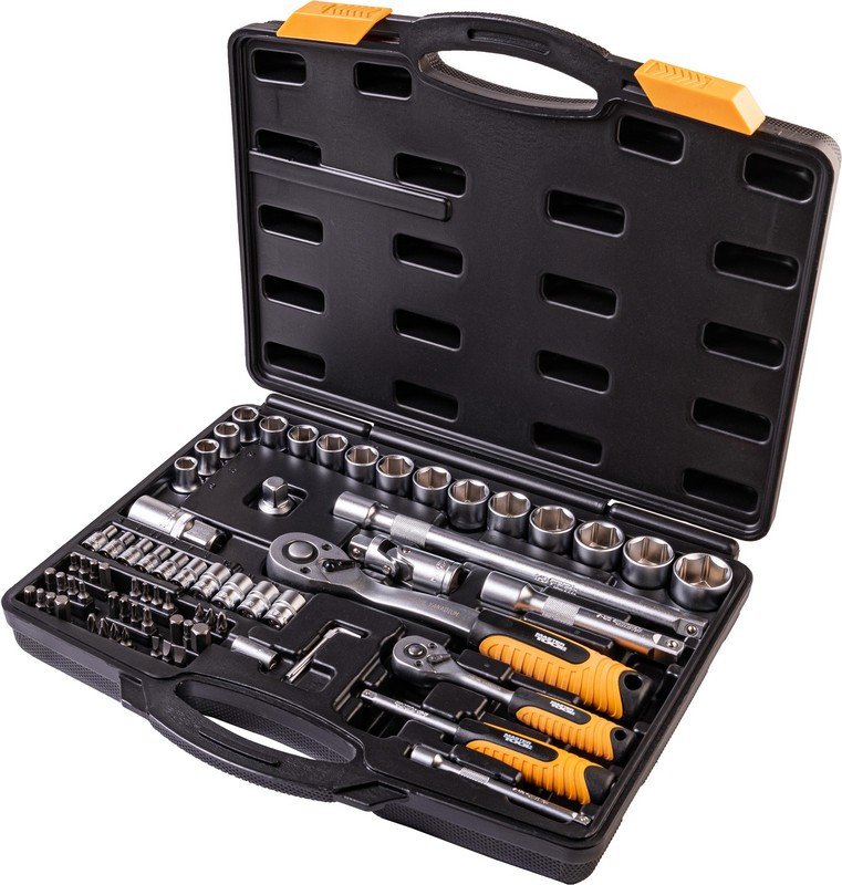 Набір насадок торцевих MASTERTOOL PROFI CrV 1/4"-1/2" тріскачка 72Т 72 шт. кейс 78-5072-PF, фото 1