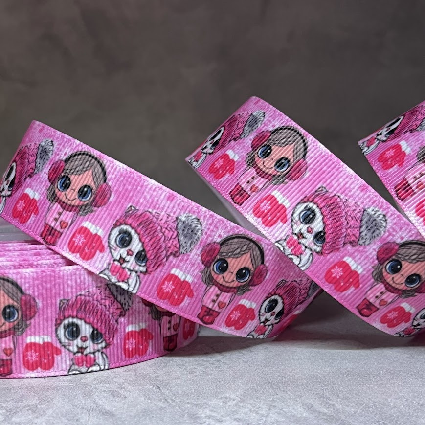 Репсова стрічка 2,5 см, серія Cute, арт 010204, 1 метр, Рожевий