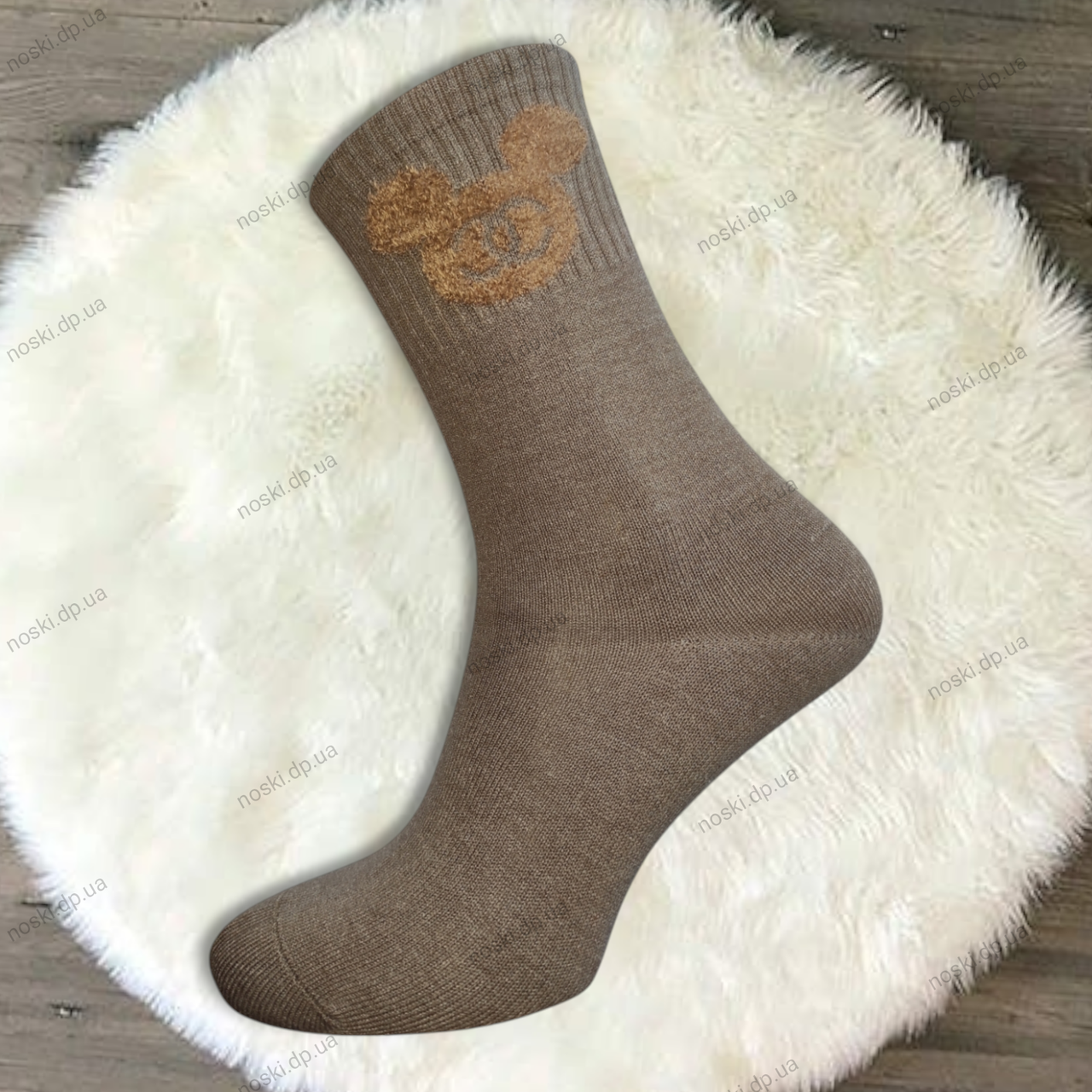 Високі шкарпетки жіночі кашемірові м'які 36-41 Chanel повсякденні бежеві, фото 1