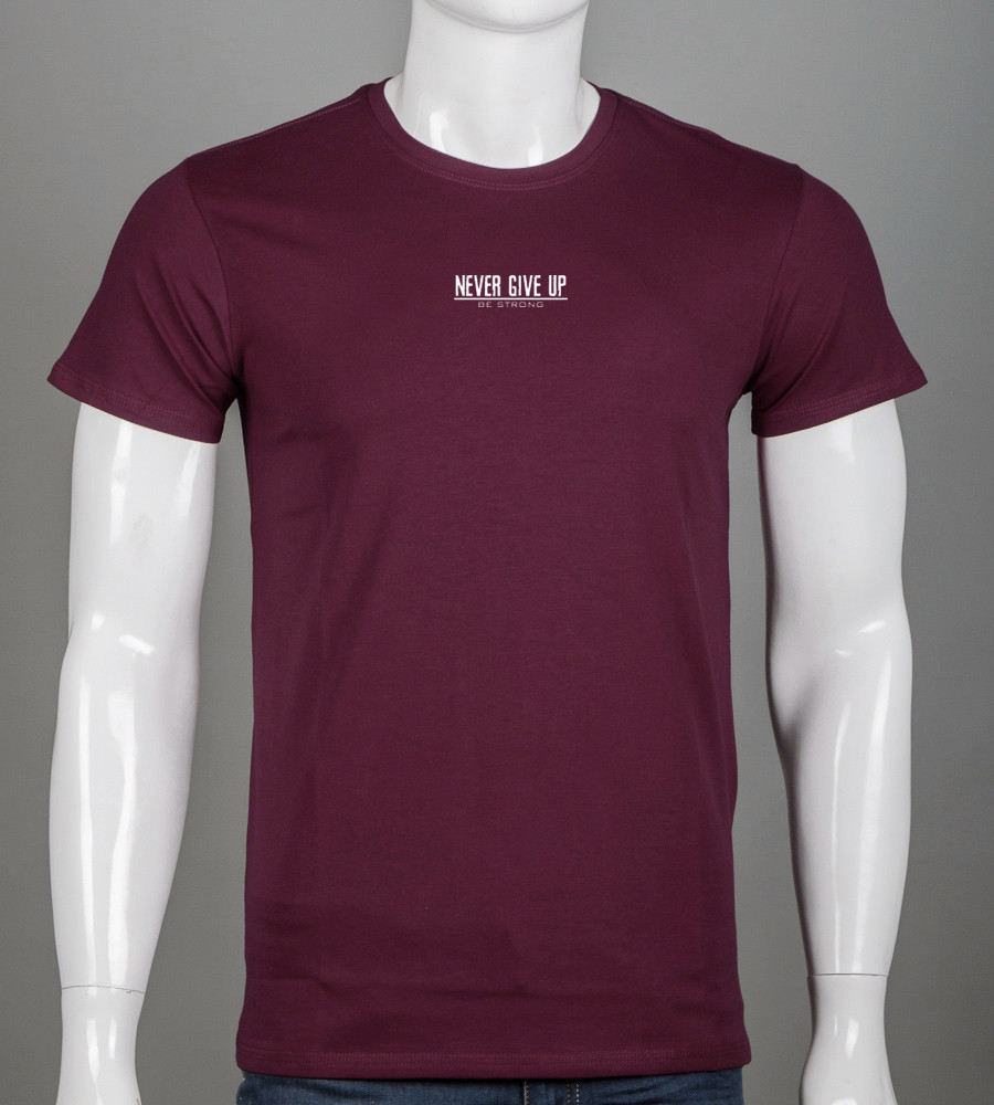Футболка чоловіча Never Give Up 2422м (Уп.4шт M-XXL), Марсала