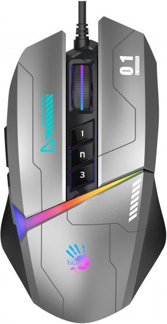 Ігрова комп'ютерна миша A4tech W60 Max Bloody, USB, оптична (сенсор MAX BC3332-A), 10000 dpi, RGB підсвічування (5 режимів) Gun