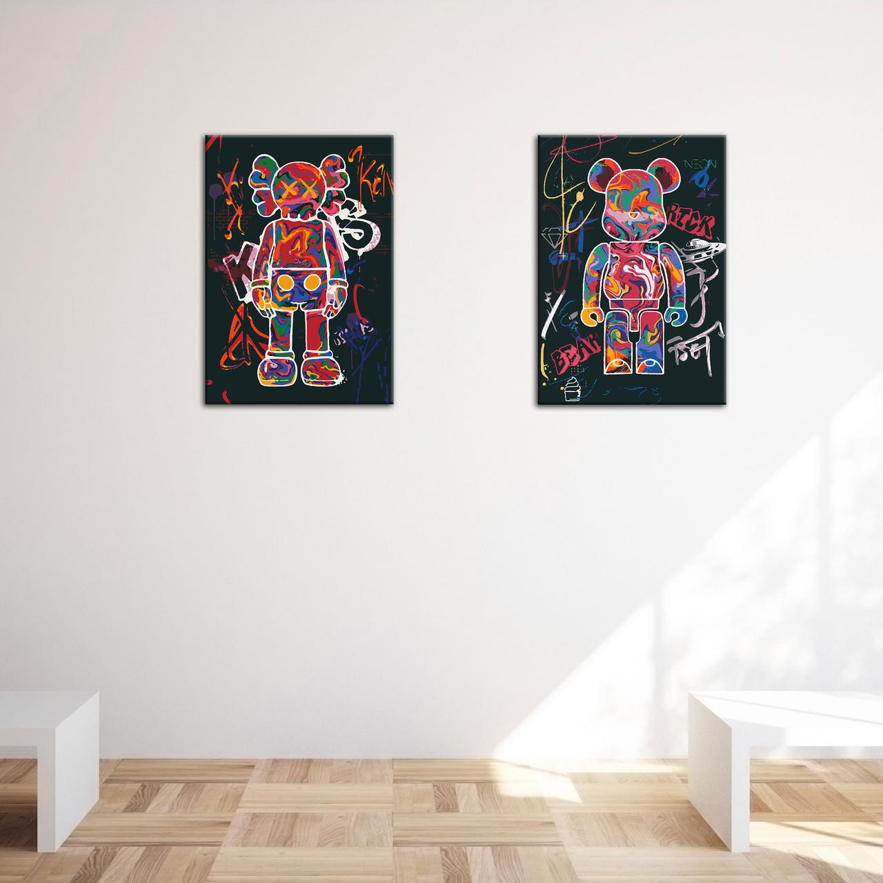 Комплект картин за номерами Riviera Blanca Graffiti fan (ITR-069) 2 шт в наборі, фото 1