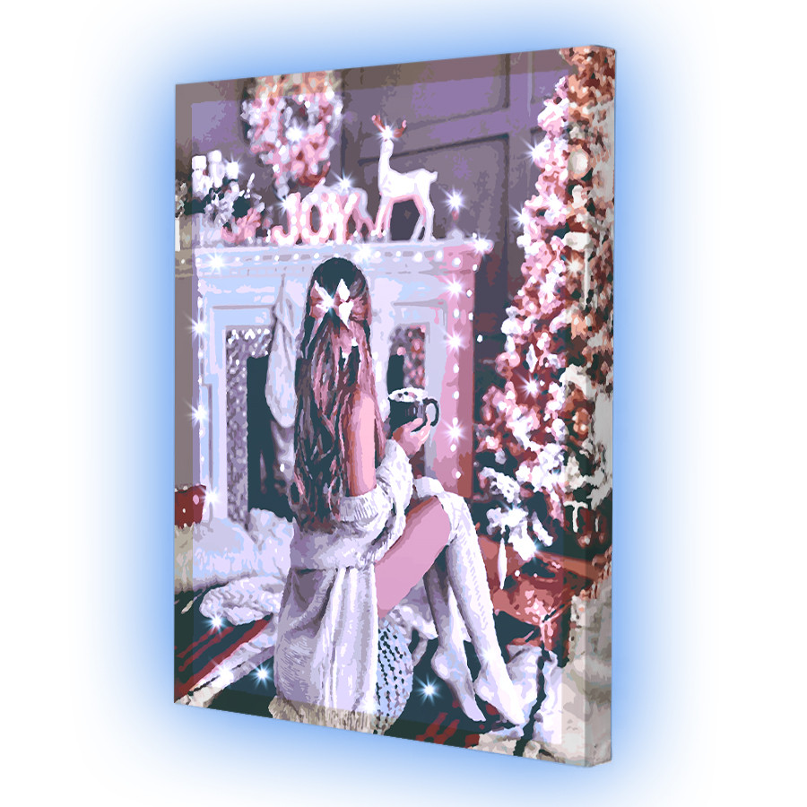 Картина за номерами зі світлодіодною підсвіткою Riviera Blanca Різдвяні вогні 40x50 см (ГР-014), фото 1