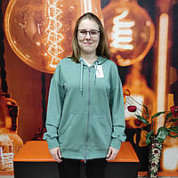 Толстовка Aksan жіноча замок капюшон кофта збільшеного розміру 3XL олива