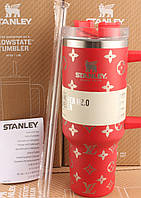 Термос термочашка Stanley Quencher H2.0 Tumbler з нержавіючої сталі 1,18 л Red Monogram KT6007838 solve