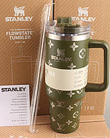 Термос термочашка Stanley Quencher H2.0 Tumbler з нержавіючої сталі 1,18 л Olive Green Monogram KT6007842 solve