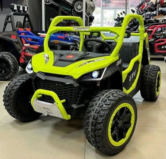 Дитячий електромобіль на акумуляторі двомісний Багі M 6014 з пультом р/у для дітей 3-8 років Зелений, фото 1