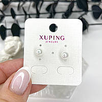 Сережки позолота Xuping Ювелірна біжутерія Пусети гвоздики штучні перлини Золотистий 6 мм S15294