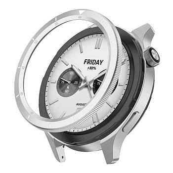 Безель металевий для смарт годинника Xiaomi Watch S3/S4 Silver-1 + захисне скло