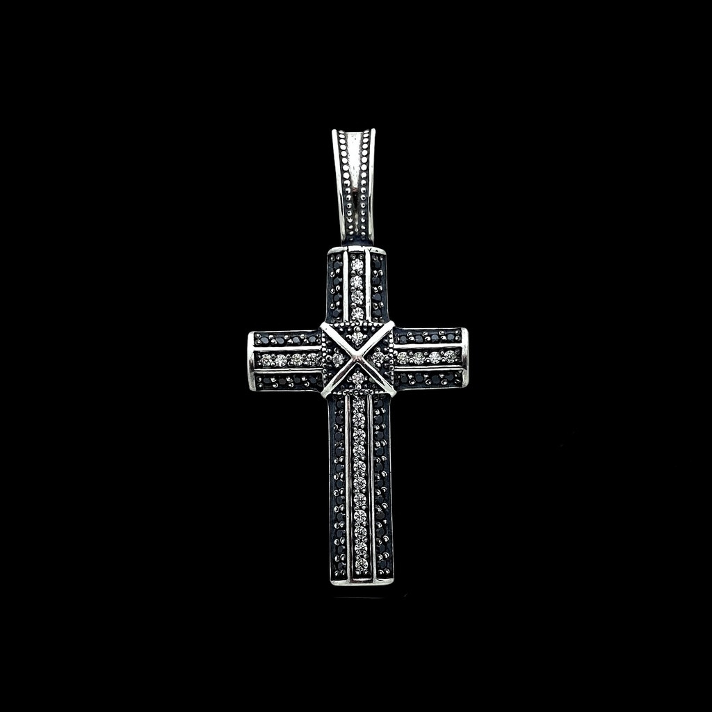 Срібний хрестик з фіанітами, 5 грамів