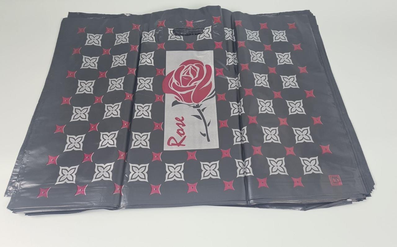 Пакет із прорізною ручкою (68*50+3) "Троянда" Леомі (25 шт.) - фото 1 - id-p2420435880