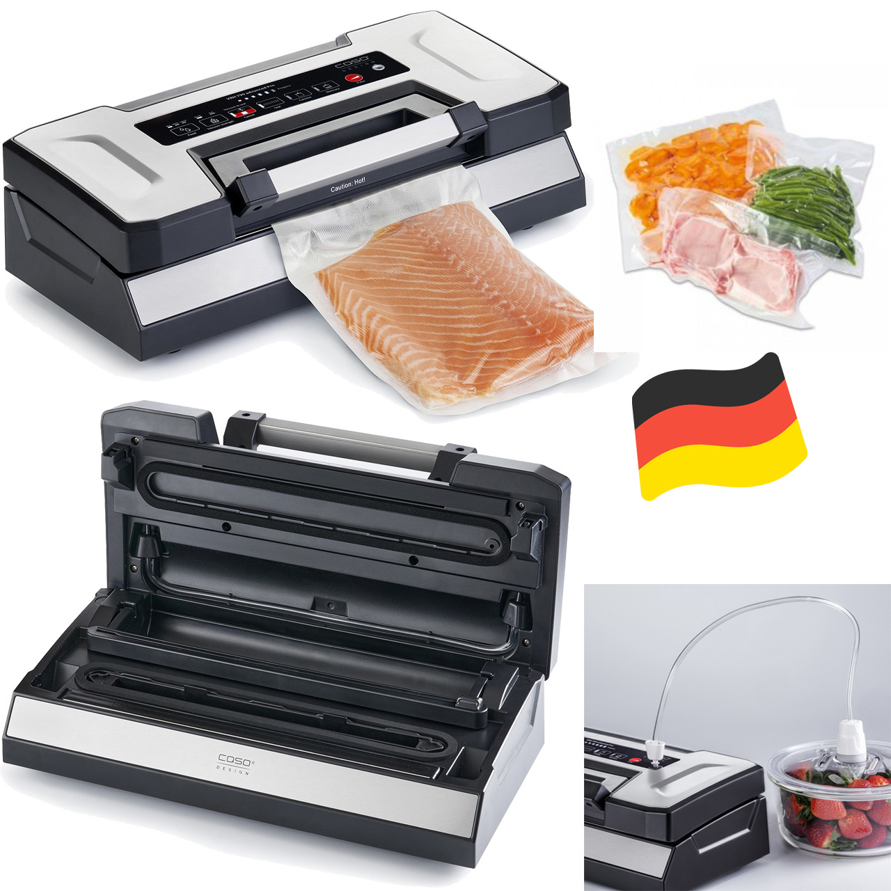 Вакуумний пакувальник CASO VRH 790 Advanced Pro 1528 (130 Вт, подвійний шов 30 см, функція CASOTEK, Німеччина), фото 1