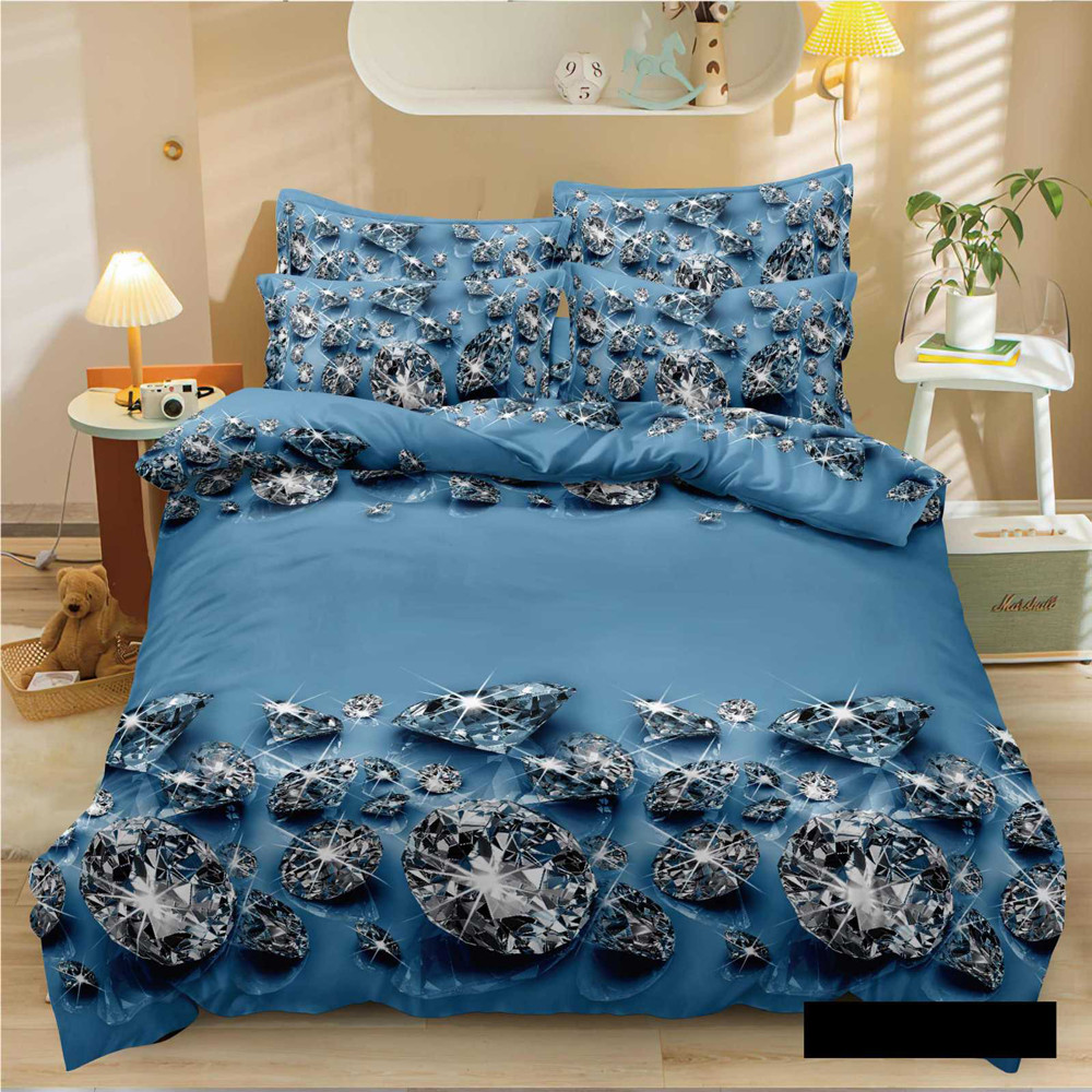 Тканина блакитна 220 см для постільної білизни Поліестер 75 з великим принтом діаманти, рулон 60 м