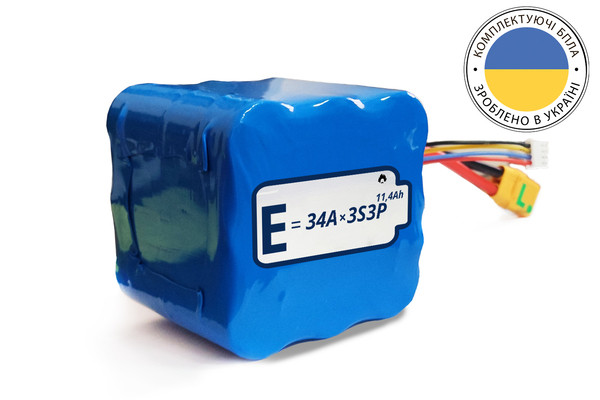 Акумуляторна збірка LiFePO4 3S3P Energy Life 11400 мАг 26650-JGNE3800 10AWG XT90S-Female - 1 шт., фото 1