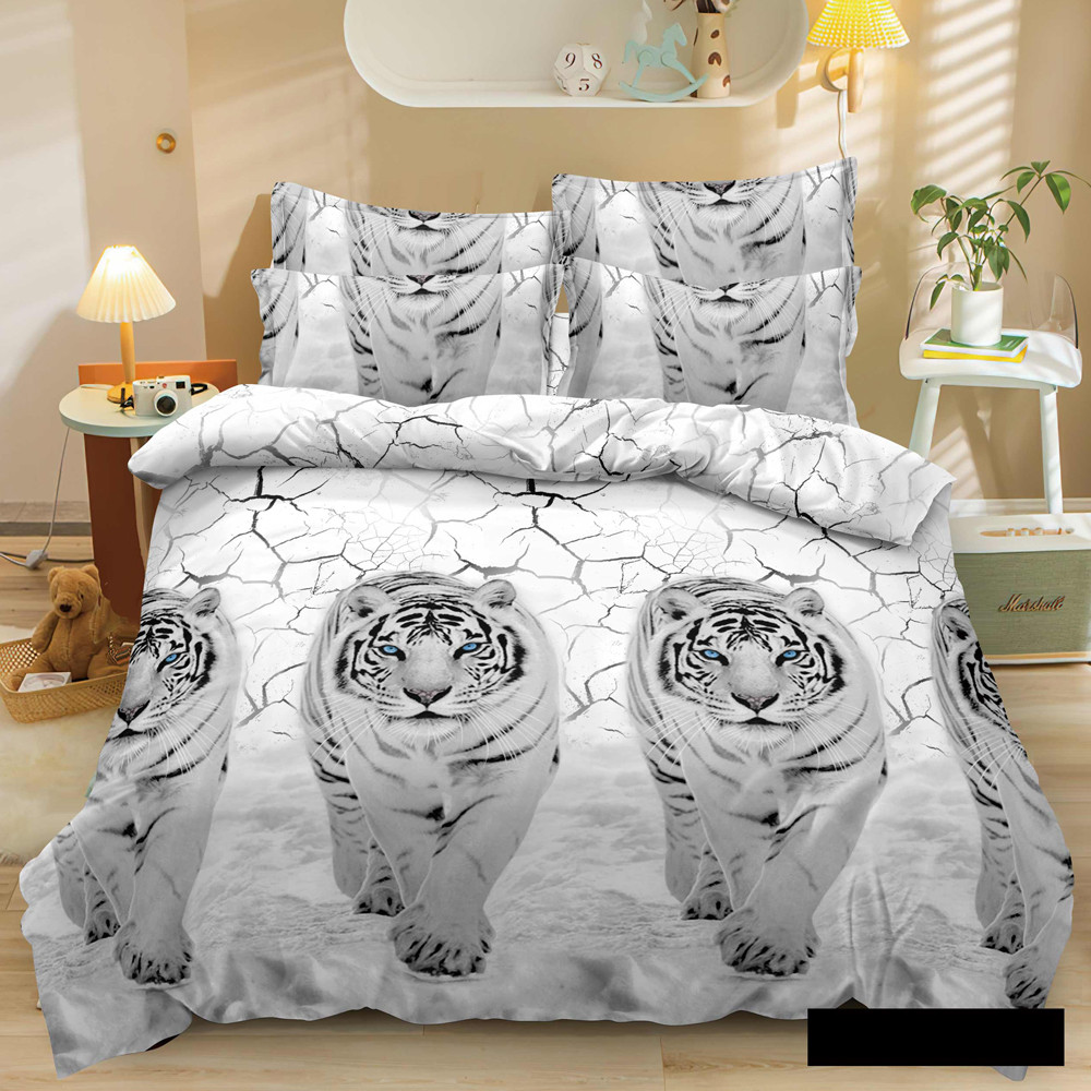 Постільна тканина з 3D принтом білі тигри Поліестер 75 завширшки 220 см, у рулоні 60 м