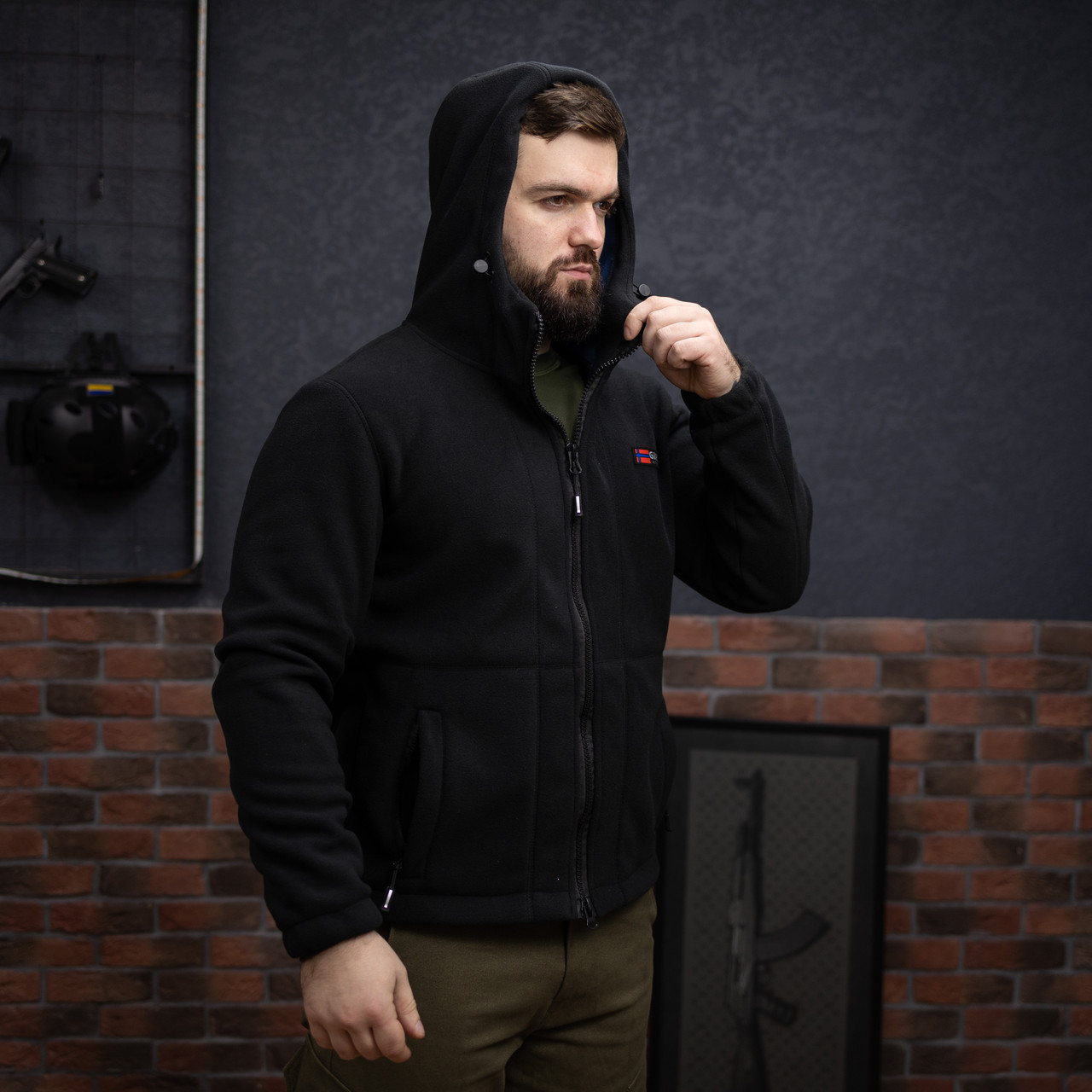 Куртка флісова чоловіча Grifon Осло двохсторонній фліс чорний (M-ХXL), фото 1