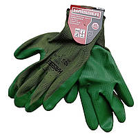 Рукавички поліестер зелені з латексним покриттям Haisser 211434