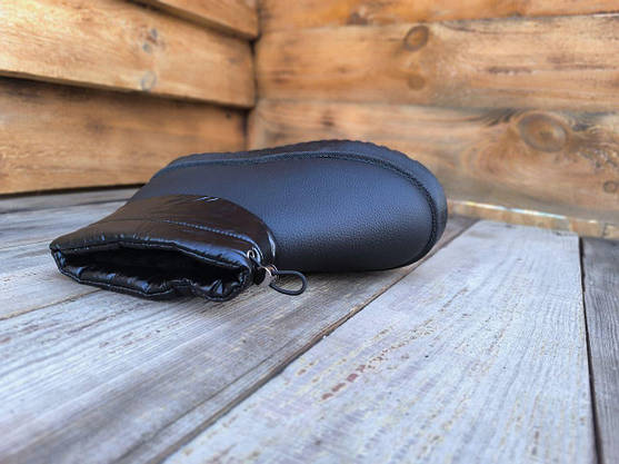 ЧОРНІ Уги з дулим манжетом на затяжці на високій платформі зима теплі жіночі черевики новинка, фото 5