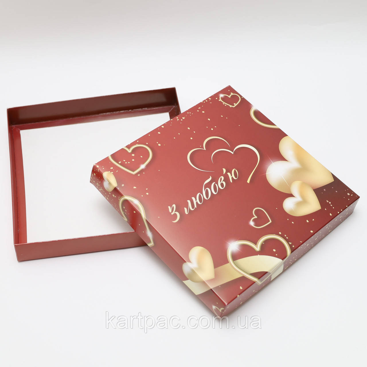 Коробка для печива і пряників низька "З ЛЮБОВ'Ю" 200*200*30
