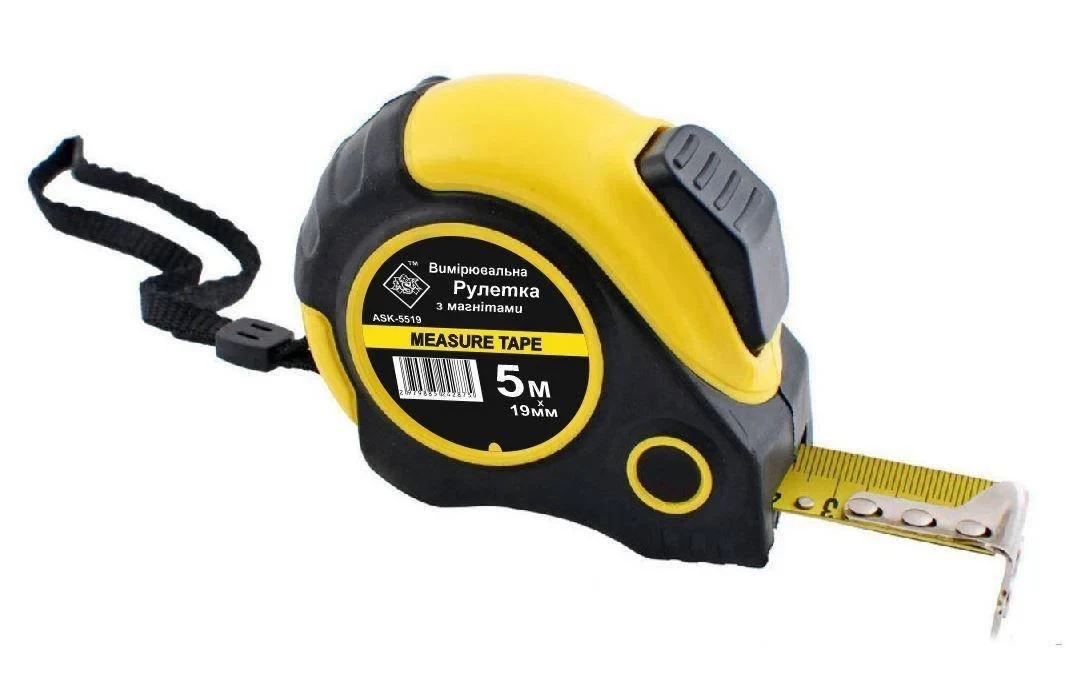 Рулетка вимірювальна АСК-5519 з автостопом та магнітом 5 м/19 мм