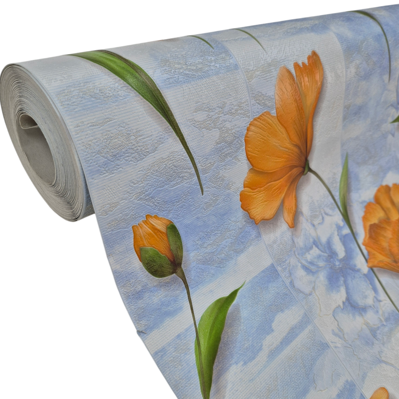 Вінілові шпалери 10.05 × 0.53 м Слов’янські шпалери 5731-03, блакитні для кухні, коридору, вітальні, фото 1