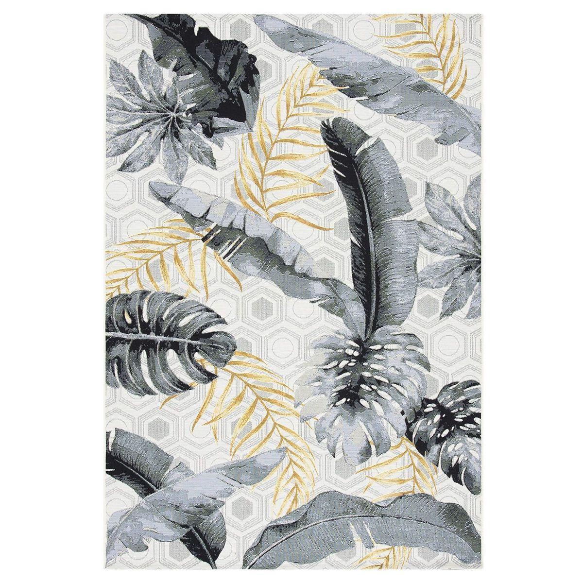 Килим для вулиці в сіро-золотистому кольорі з малюнком Jungle SL Carpet 133×190 см
