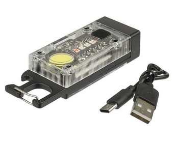 LED ліхтарик акумуляторний S030-5 з додатковим бічним підсвічуванням 500 mAh, магнітним кріпленням та сонячною панеллю black