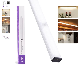 LED світильник 020-3 з акумулятором, датчиком руху та освітленості 20 см 3W алюмінієвий сріблястий