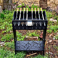 Мангал розбірний високий преміум з автоматичною шашличницею 10 шампурів
