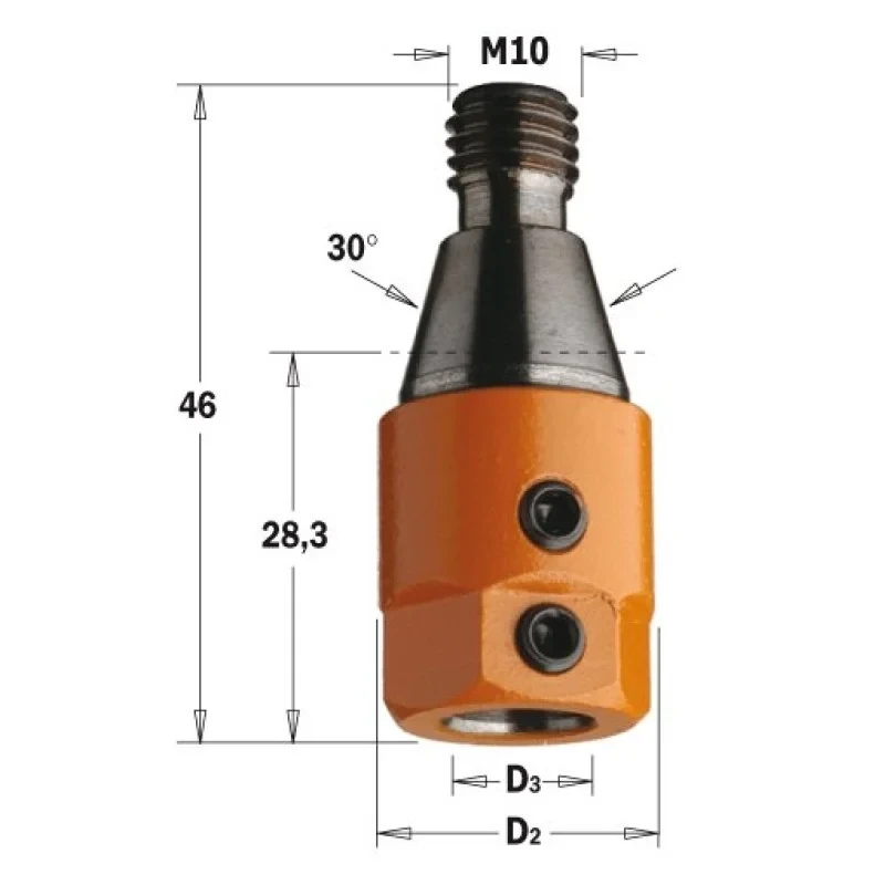 CMT 303.000.01 Патрон M10 <30 D=19,5 d=10 RH Адаптер для сверел