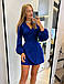 Красиве модне молодіжне жіноче плаття-міні, на запах, синє, фото 3