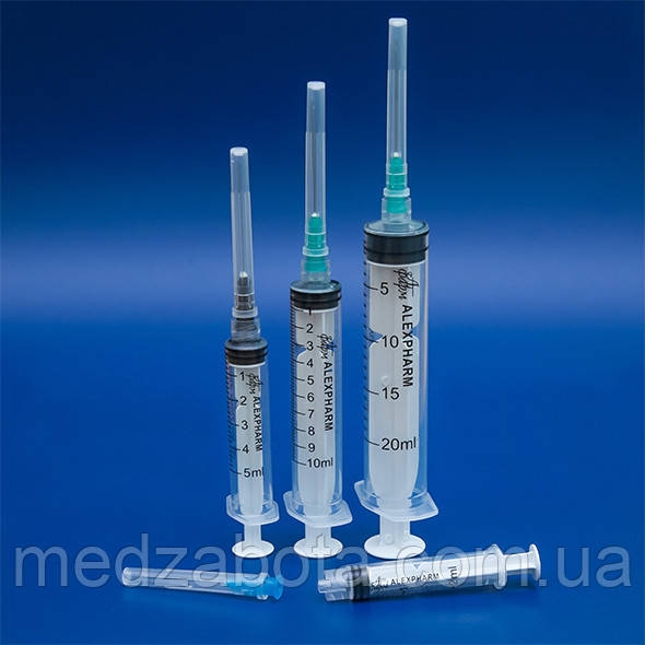 Шприц Луєр-Лок  5мл з голкою 0,7*40 Alexpharm (в уп.120шт.), фото 1