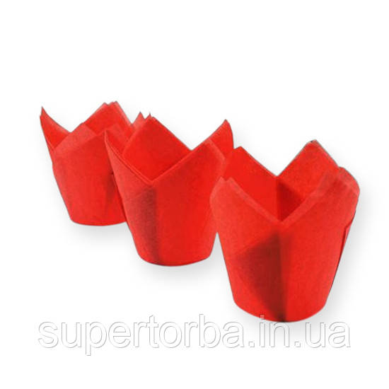 Тартолетка для кексів"Тюльпан Червоний" (50*75/100) (100шт)/ТЛ-175/ (1 уп.), фото 1