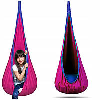 Підвісне крісло-гойдалка гніздо кокон + подушка Neo-Sport малинове