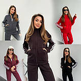 Бордовий теплий жіночий костюм із турецької тринитки на флісі: штани та кофта, фото 10