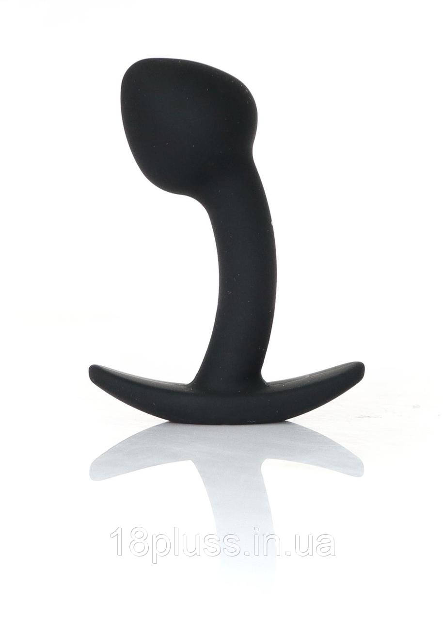 Силіконова зігнута анальна пробка чорного кольору Black Silicone Curved Plug Small, фото 1