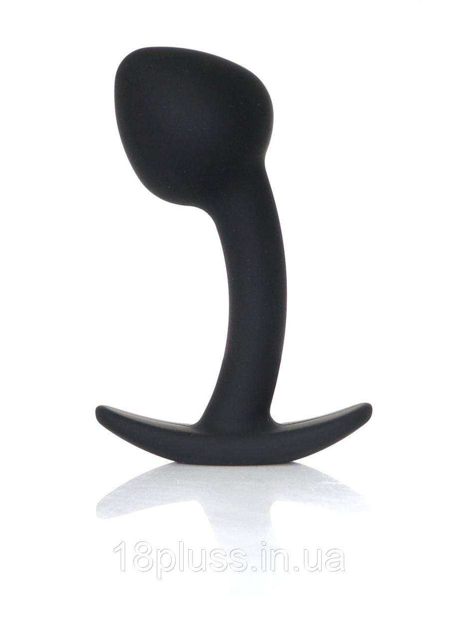 Силіконова зігнута анальна пробка чорного кольору Black Silicone Curved Plug Medium, фото 1